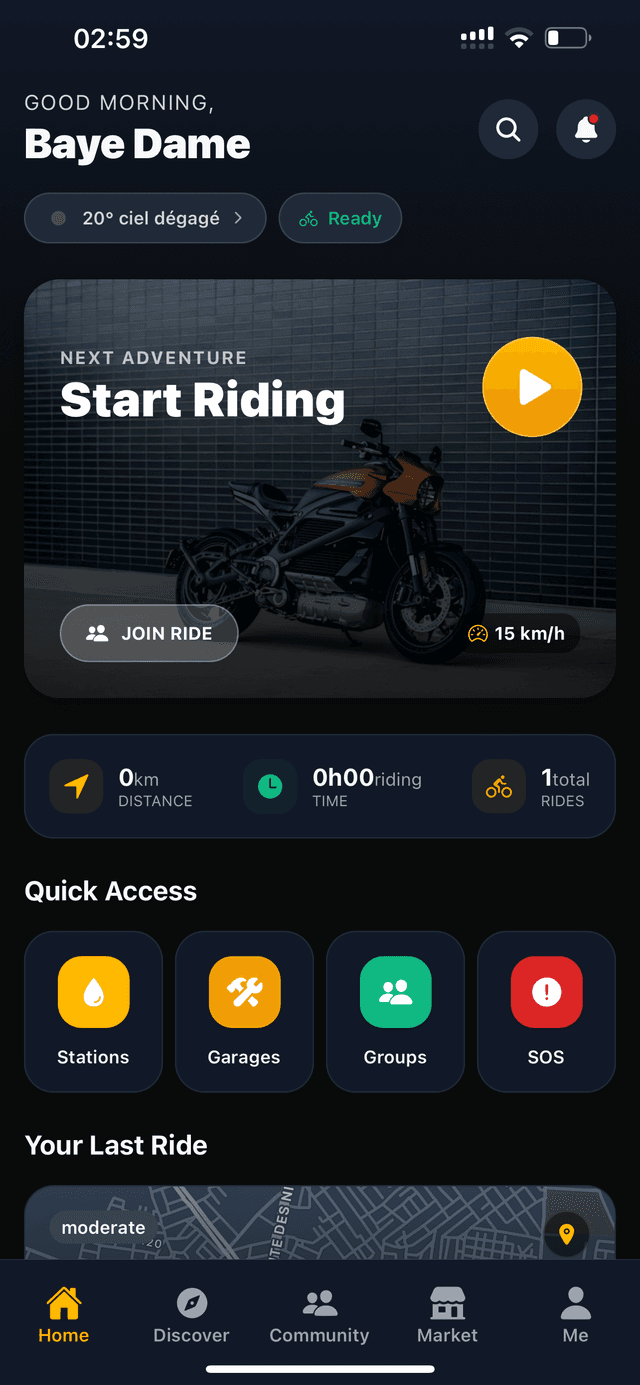 WheelX App Home Screen